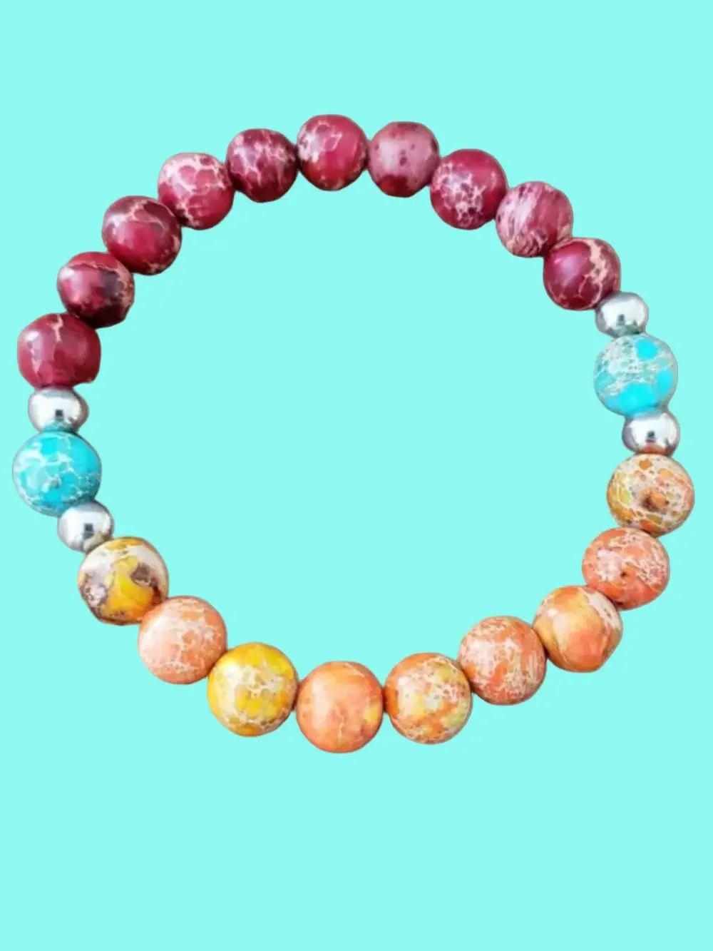 Handcrafted Sea Sediment Jasper Beads Bracelet - Picture 1 of 6